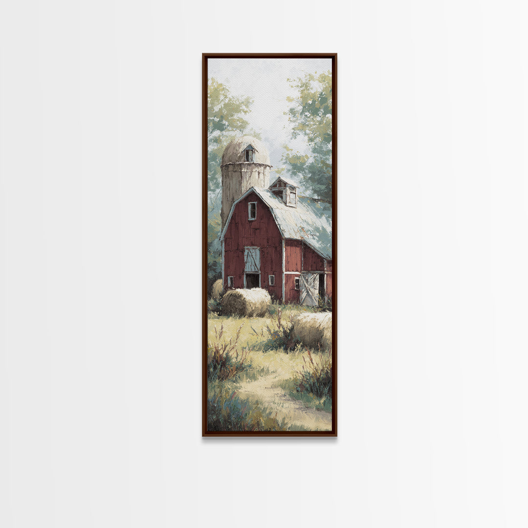 Hay Bales in Late Afternoon Sun Canvas Print, Country Art, Textured Painting, Farmhouse Decor, Fine Art, Country, Oil Painting, COU-1x3-32