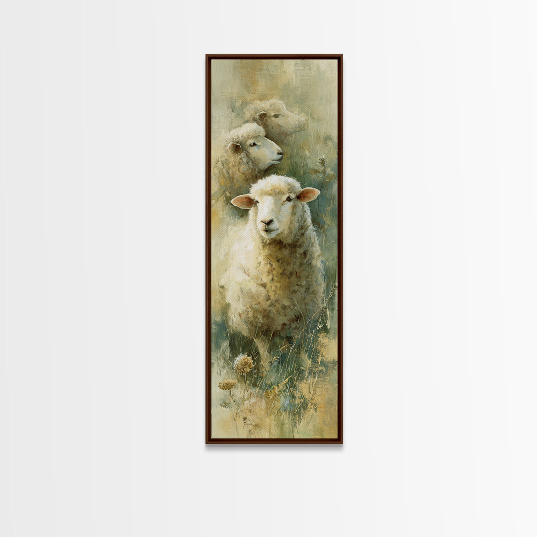 Watercolor Sheep in a Green Pasture Canvas Print, Country Art, Wall Art, Farmhouse Decor, Fine Art, Country, Digital Print, COU-1x3-35