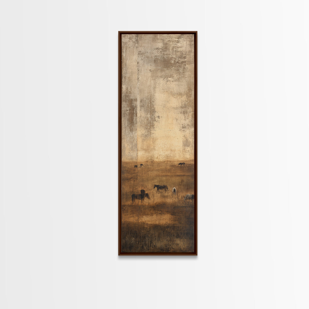 Rolling Pasture with Grazing Horses at Sunrise Canvas Print, Country Art, Fine Art Print, Farmhouse Decor, Fine Art, Country, COU-1x3-37