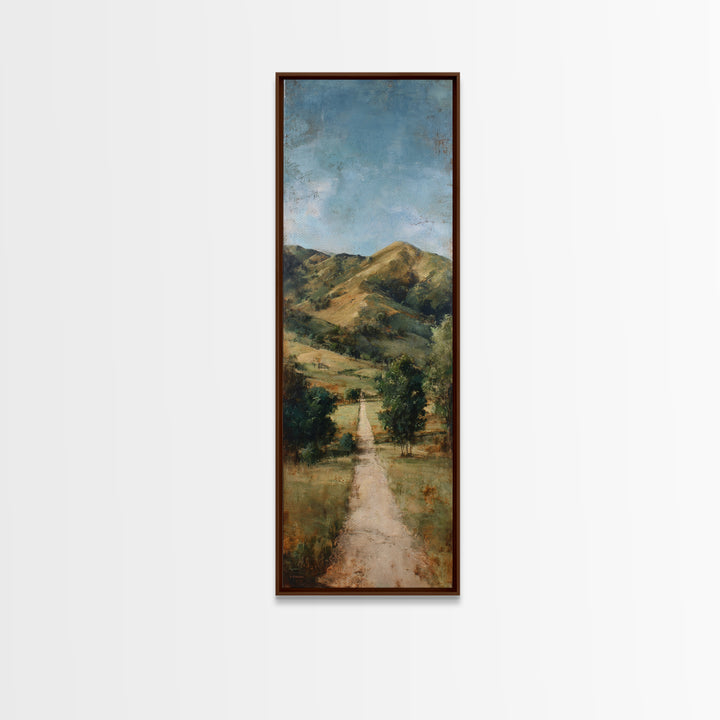 Country Road Disappearing into Green Hills Canvas Print, Country Art, Original Painting, Farmhouse Decor, Fine Art, Country, COU-1x3-43