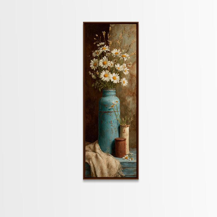 Milk Can and Daisies Rustic Still Life Canvas Print, Country Art, French Country, Farmhouse Decor, Fine Art, Country, COU-1x3-49