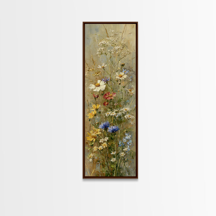 Wildflower Meadow Beside an Old Fence Framed Canvas Print, Country Art, Wall Decor, Farmhouse Decor, Oil Painting, Country, COU-1x3-62