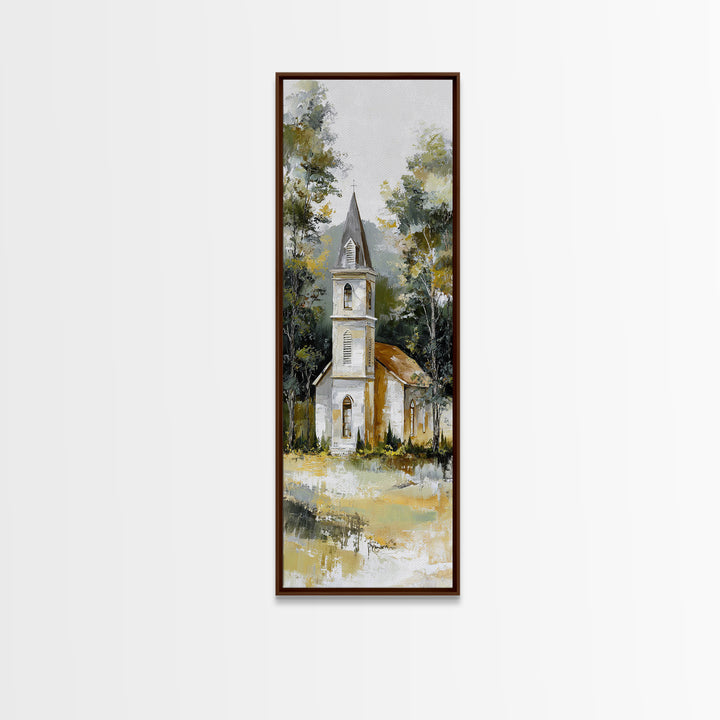Country Church Steeple Beyond Trees Canvas Print, Country Art, Contemporary Art, Farmhouse Decor, Fine Art, Country, COU-1x3-7