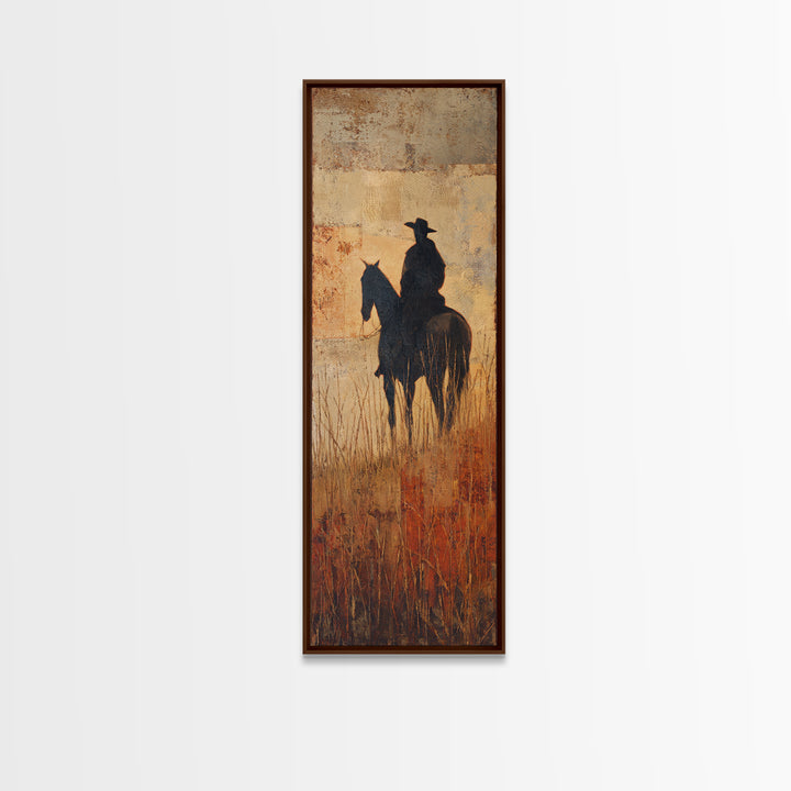 Horse and Rider Silhouette at Dusk Canvas Print, Country Art, Luxury Decor, Farmhouse Decor, Fine Art, Country, COU-1x3-77