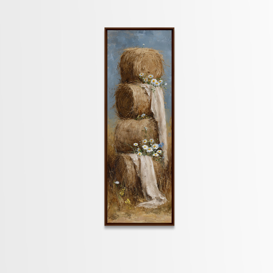 Hay Bales in Late Afternoon Sun Framed Canvas Print, Country Art, Fine Art Print, Farmhouse Decor, Fine Art, Country, COU-1x3-8