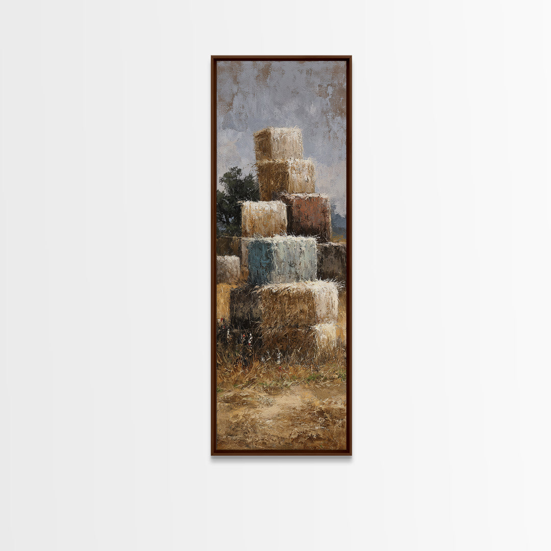 Hay Bales in Late Afternoon Sun Framed Canvas Print, Country Art, Printable Art, Farmhouse Decor, Country, French Country, COU-1x3-80