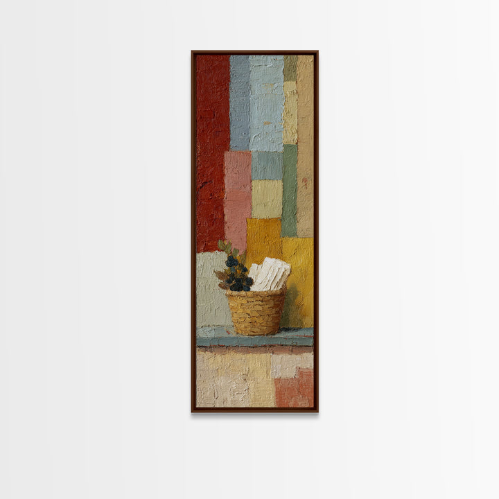 Blackberry Basket with Linen Cloth Canvas Print, Country Art, Farmhouse Decor, Abstract Art, Country, French Country, COU-1x3-81