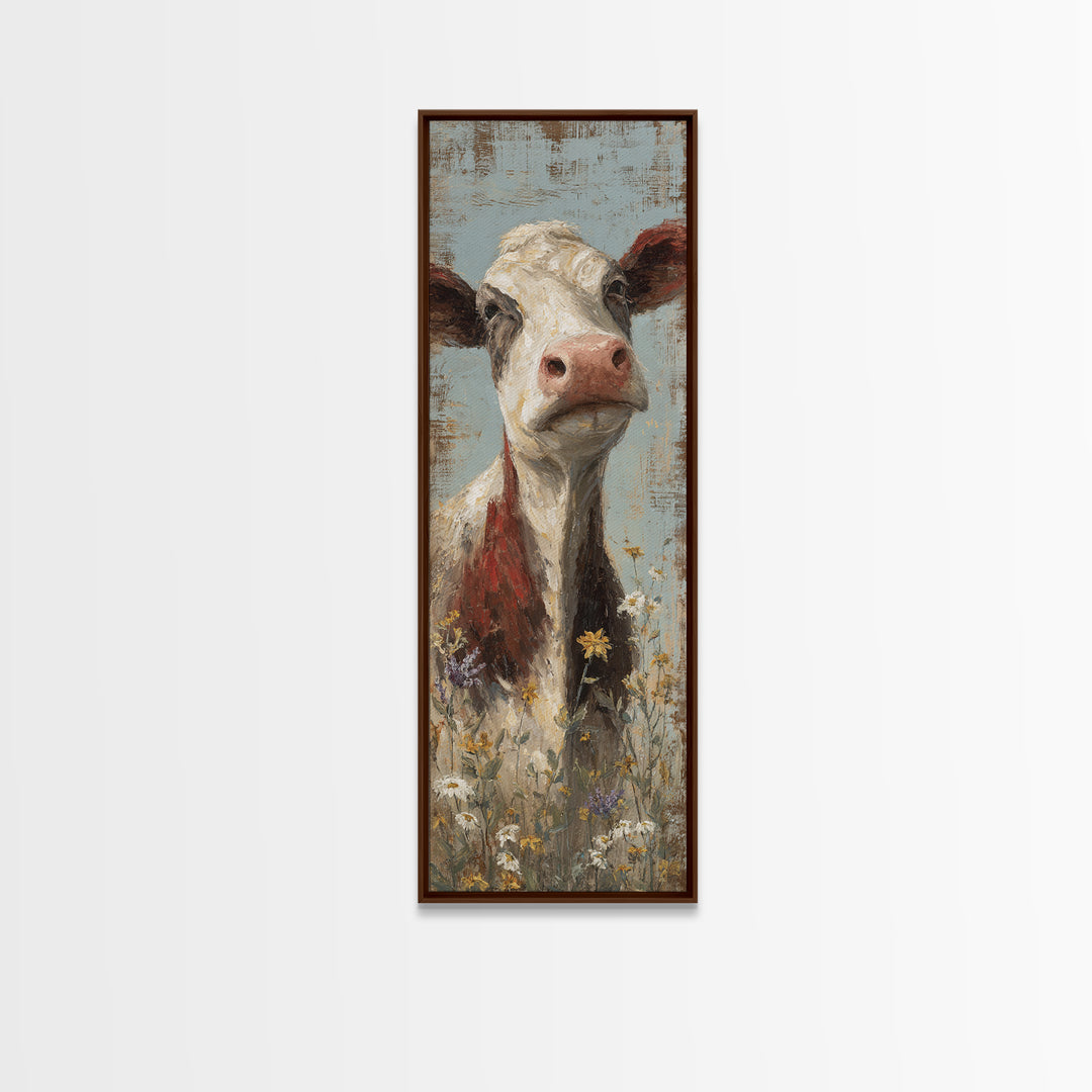 Cow Portrait with Gentle Farmhouse Personality Canvas Print, Country Art, Farmhouse Decor, Oil Painting, Country, COU-1x3-88