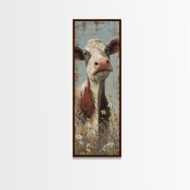 Cow Portrait with Gentle Farmhouse Personality Canvas Print, Country Art, Farmhouse Decor, Oil Painting, Country, COU-1x3-88