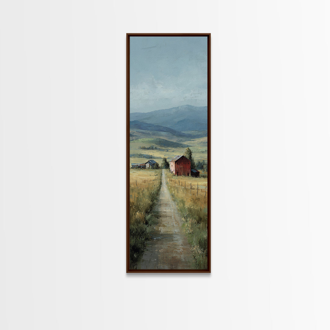 Country Road Disappearing into Green Hills Canvas Print, Country Art, French Country Decor, Farmhouse Decor, Country, COU-1x3-91