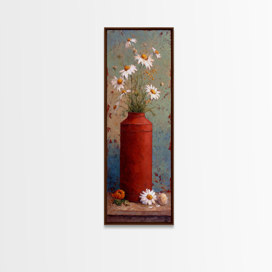 Milk Can and Daisies Rustic Still Life Canvas Print, Country Art, Gallery Wall Art, Farmhouse Decor, Oil Painting, Country, COU-1x3-97