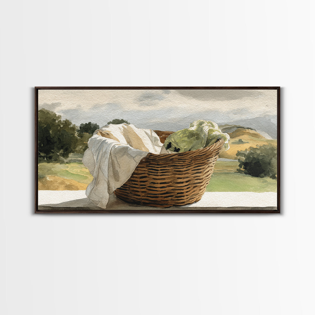 Blackberry Basket with Linen Cloth Canvas Print, Country Art, Contemporary Art, Farmhouse Decor, Abstract Art, Country, COU-2x1-41