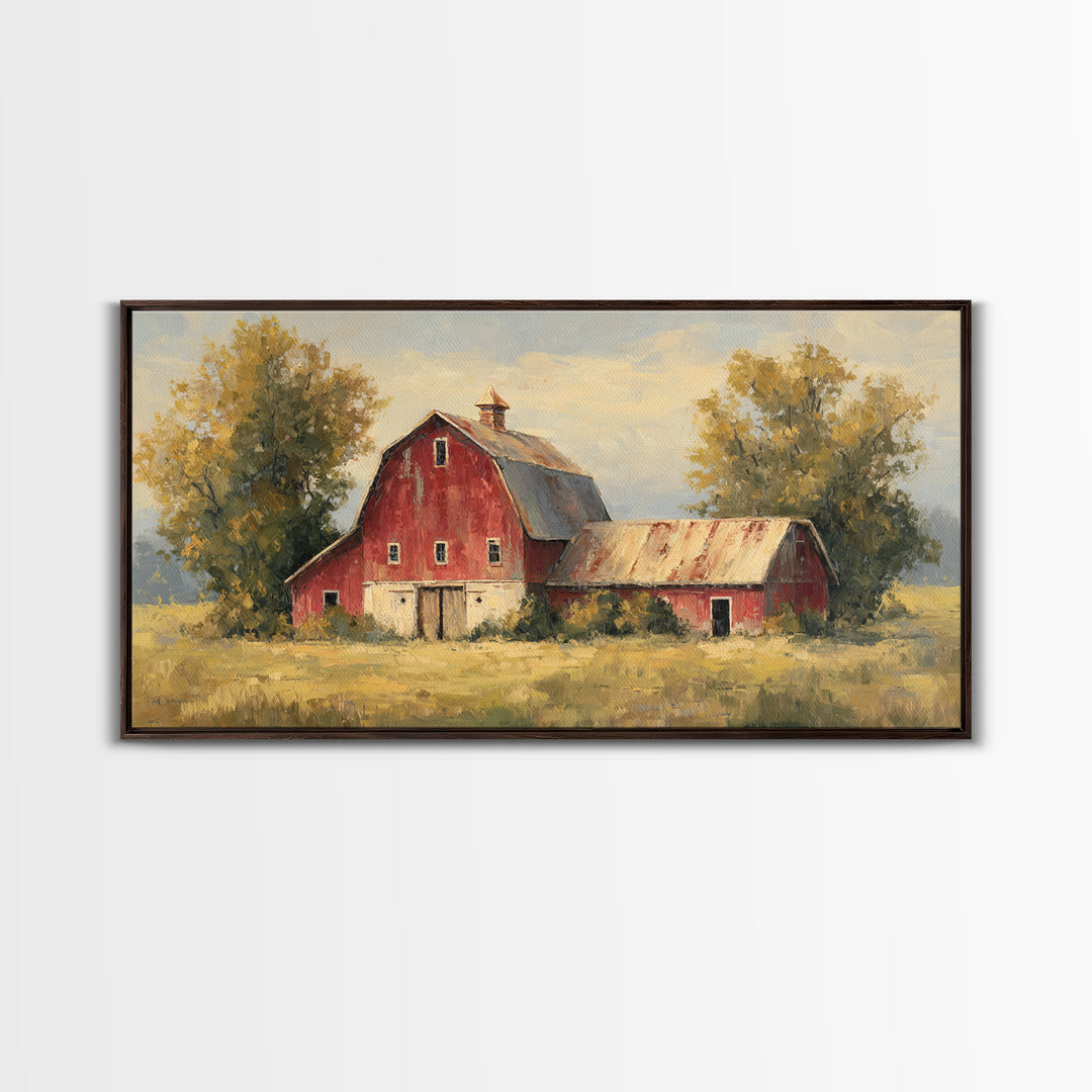 Apple Orchard with Warm Autumn Light Framed Canvas Print, Country Art, Minimalist Decor, Farmhouse Decor, Fine Art, Country, COU-2x1-50