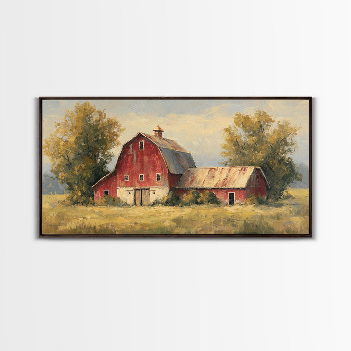 Apple Orchard with Warm Autumn Light Framed Canvas Print, Country Art, Minimalist Decor, Farmhouse Decor, Fine Art, Country, COU-2x1-50
