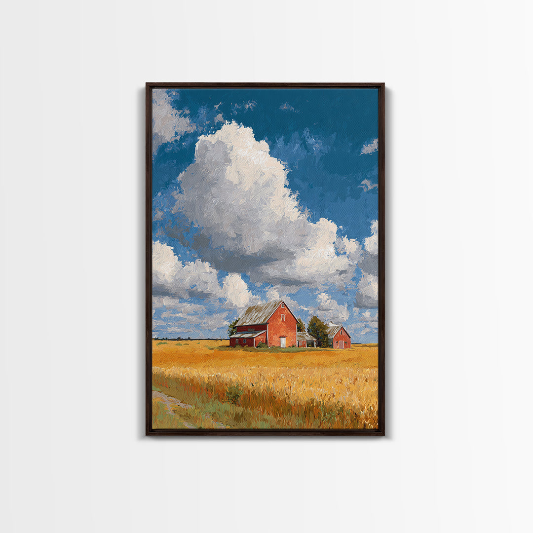 Cornfield under Dramatic Summer Clouds Framed Canvas Print, Country Art, Statement Artwork, Farmhouse Decor, Abstract Art, COU-2x3-2