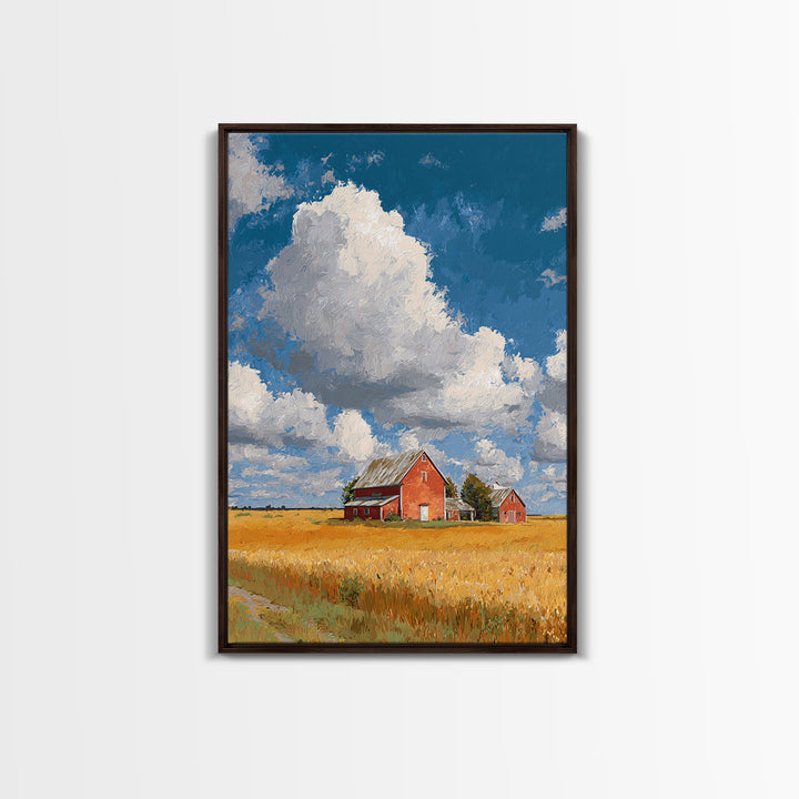 Cornfield under Dramatic Summer Clouds Framed Canvas Print, Country Art, Statement Artwork, Farmhouse Decor, Abstract Art, COU-2x3-2