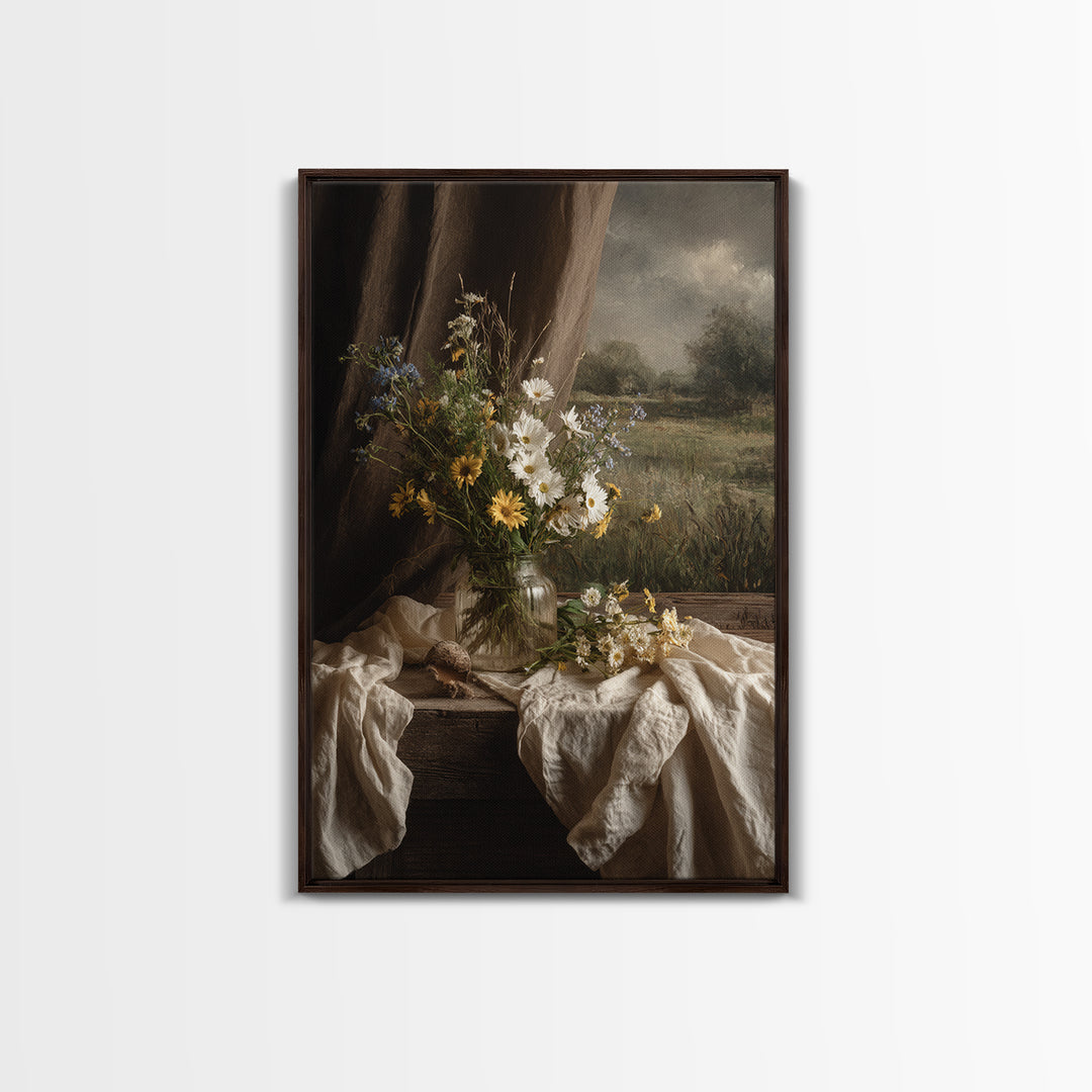 Cornfield under Dramatic Summer Clouds Framed Canvas Print, Country Art, Statement Artwork, Farmhouse Decor, Abstract Art, COU-2x3-26