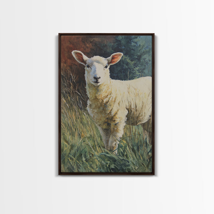 Watercolor Sheep in a Green Pasture Canvas Print, Country Art, Fine Art Print, Farmhouse Decor, Country, Digital Prints, COU-2x3-31