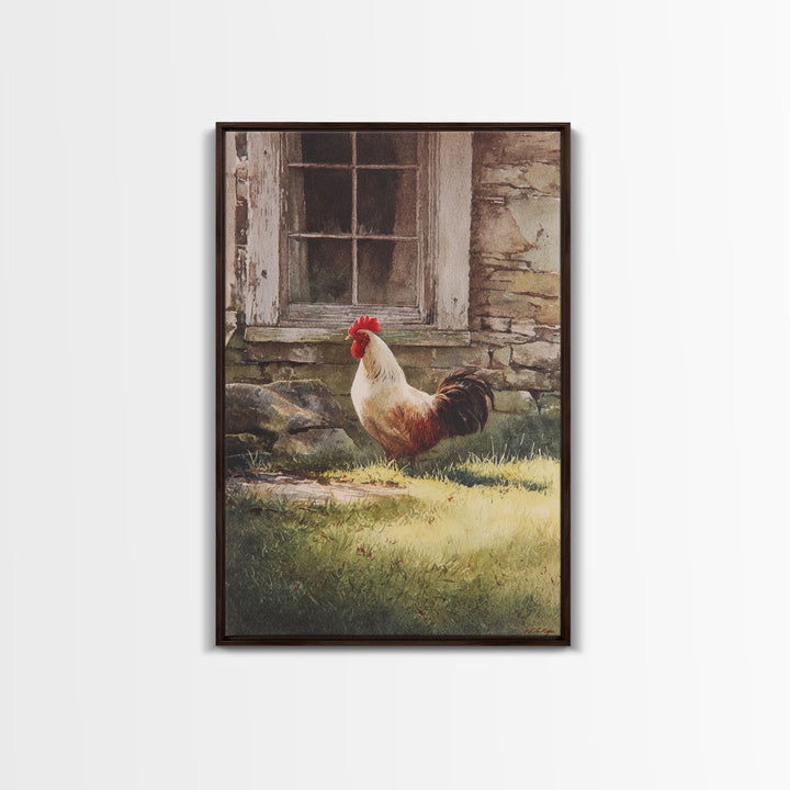 Rooster in Bold Folk Art Color Canvas Print, Country Art, Oil Painting, Farmhouse Decor, Fine Art, Country, Digital Art Prints, COU-2x3-61