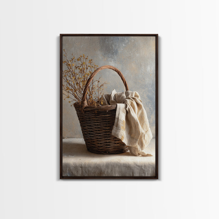 Blackberry Basket with Linen Cloth Canvas Print, Country Art, Farmhouse Decor, Abstract Art, Country, French Country, COU-2x3-77