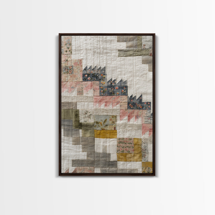 Quilt Geometric Folk Pattern Framed Canvas Print, Country Art, Gallery Decor, Farmhouse Decor, Fine Art, Country, COU-2x3-92