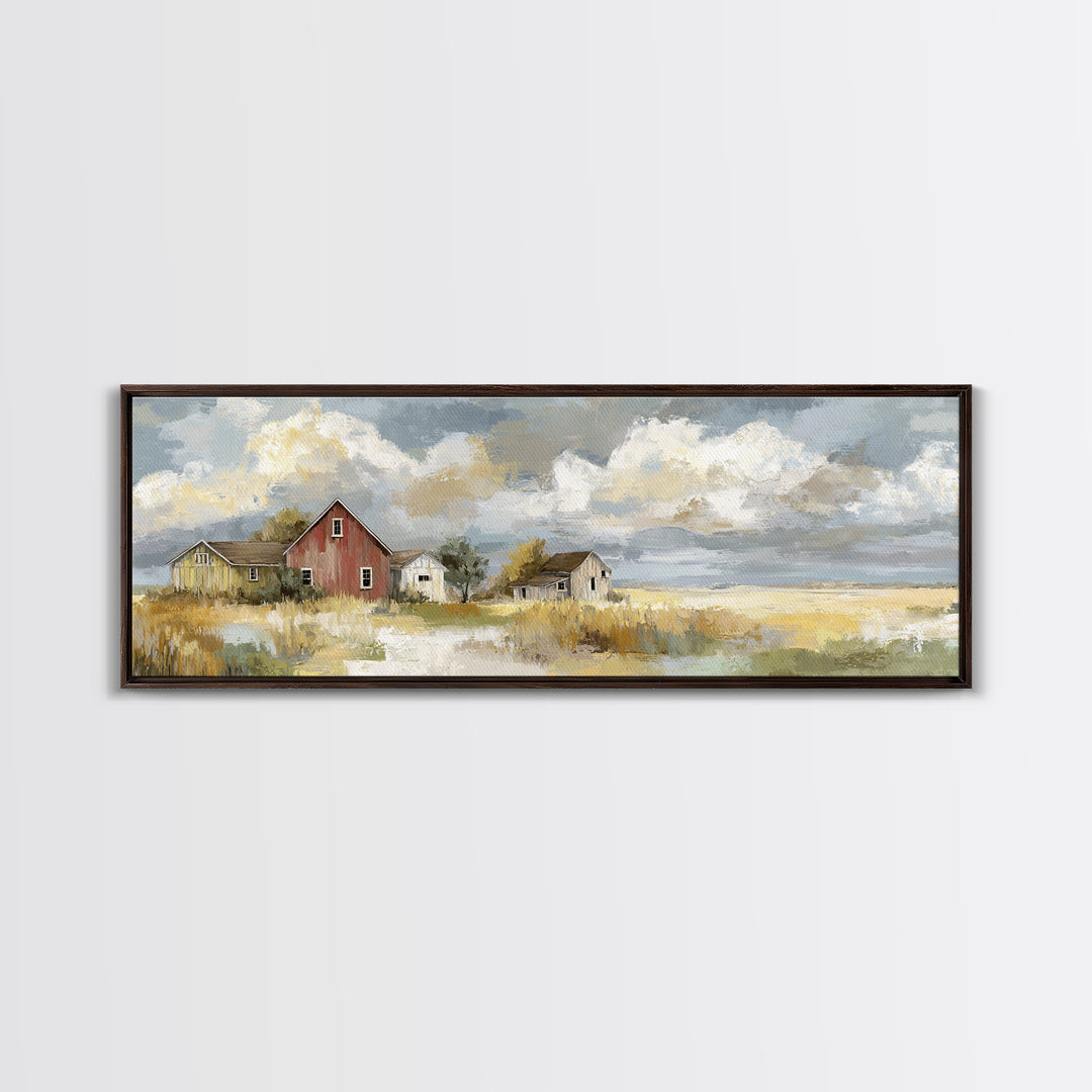 Cornfield under Dramatic Summer Clouds Framed Canvas Print, Country Art, Home Decor, Farmhouse Decor, Fine Art, Country, COU-3x1-10