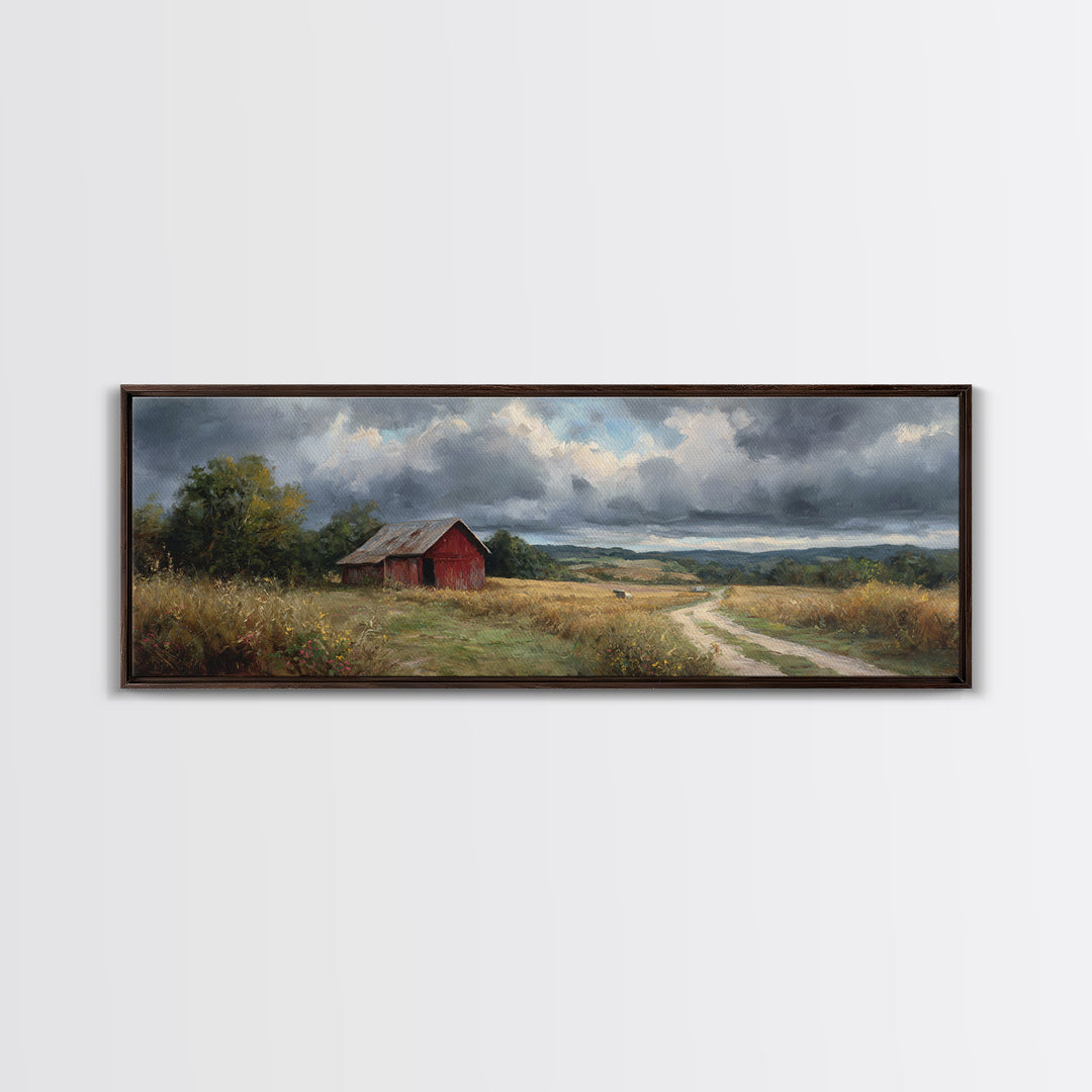Cornfield under Dramatic Summer Clouds Canvas Print, Country Art, Printable Wall Art, Farmhouse Decor, Abstract Art, Country, COU-3x1-34