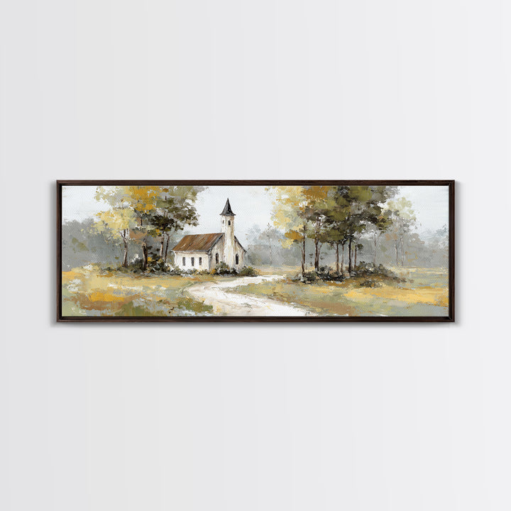 Country Church Steeple Beyond Trees Canvas Print, Country Art, Luxury Decor, Farmhouse Decor, Fine Art, Country, COU-3x1-35