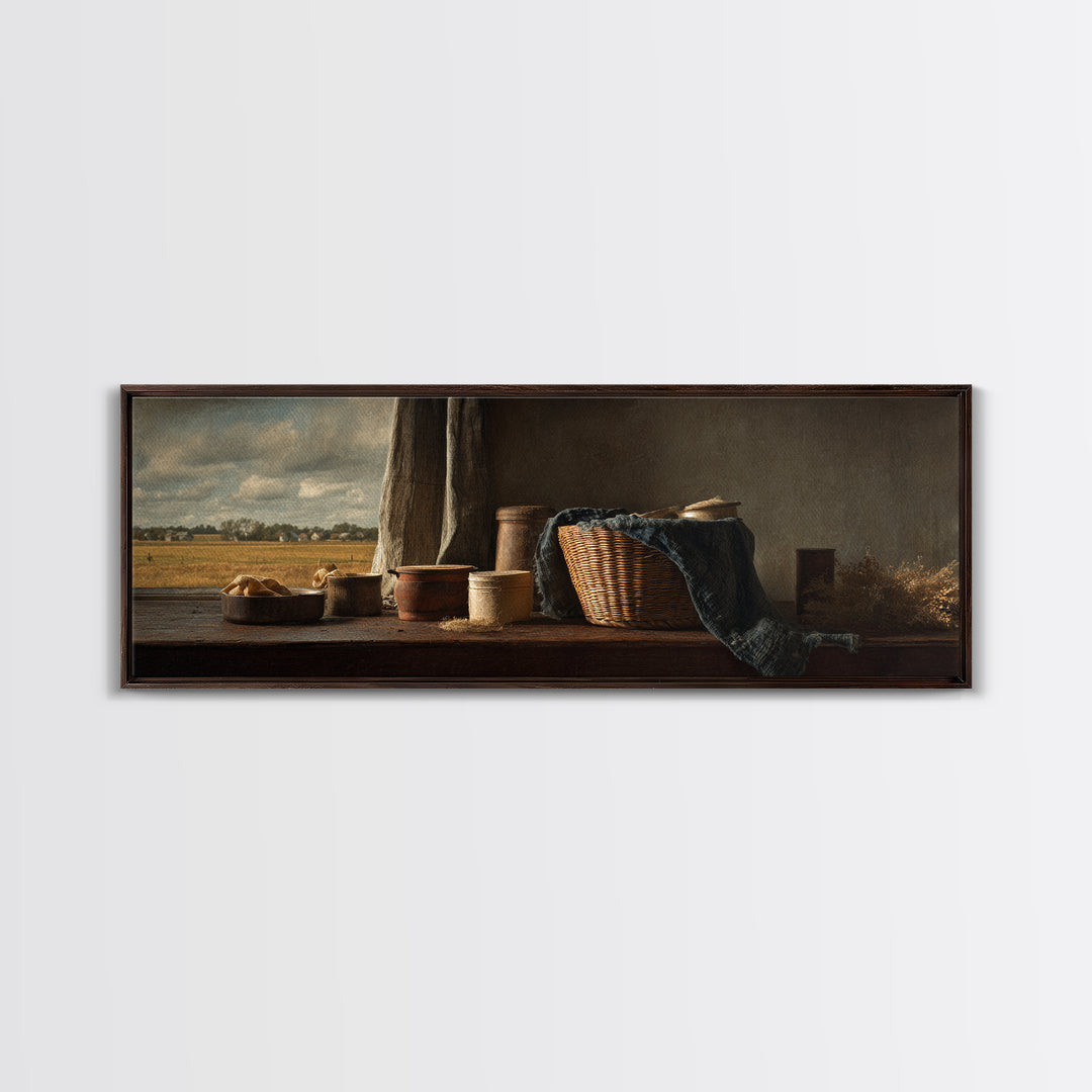 Blackberry Basket with Linen Cloth Canvas Print, Country Art, Floral Wall Art, Farmhouse Decor, Abstract Art, Country, COU-3x1-61