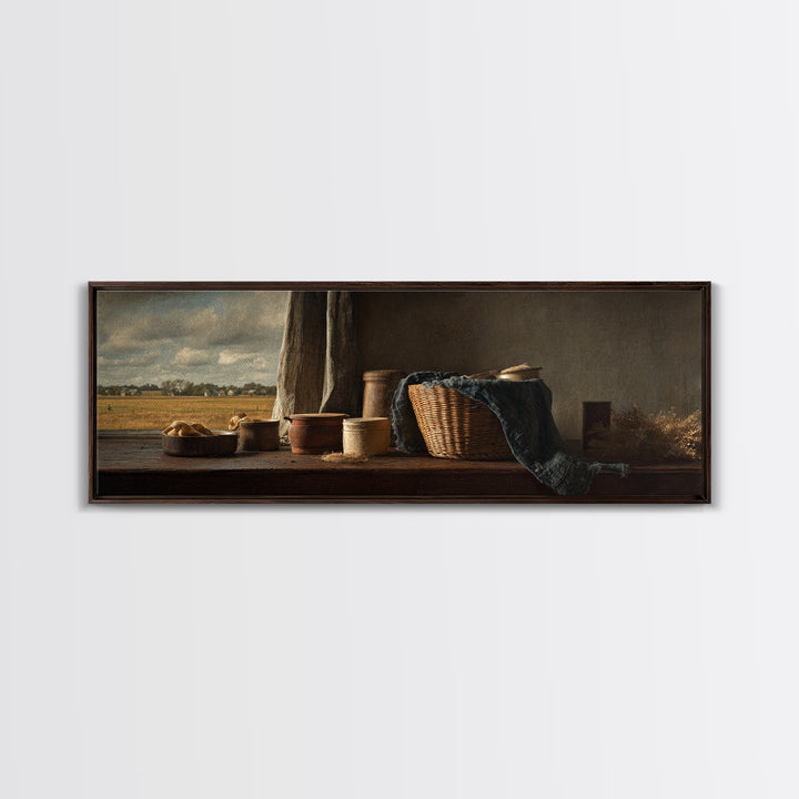 Blackberry Basket with Linen Cloth Canvas Print, Country Art, Floral Wall Art, Farmhouse Decor, Abstract Art, Country, COU-3x1-61