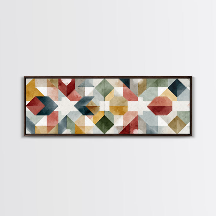 Quilt Geometric Folk Pattern Canvas Print, Country Art, Home Decor, Farmhouse Decor, Fine Art, Country, Printable Art, COU-3x1-76
