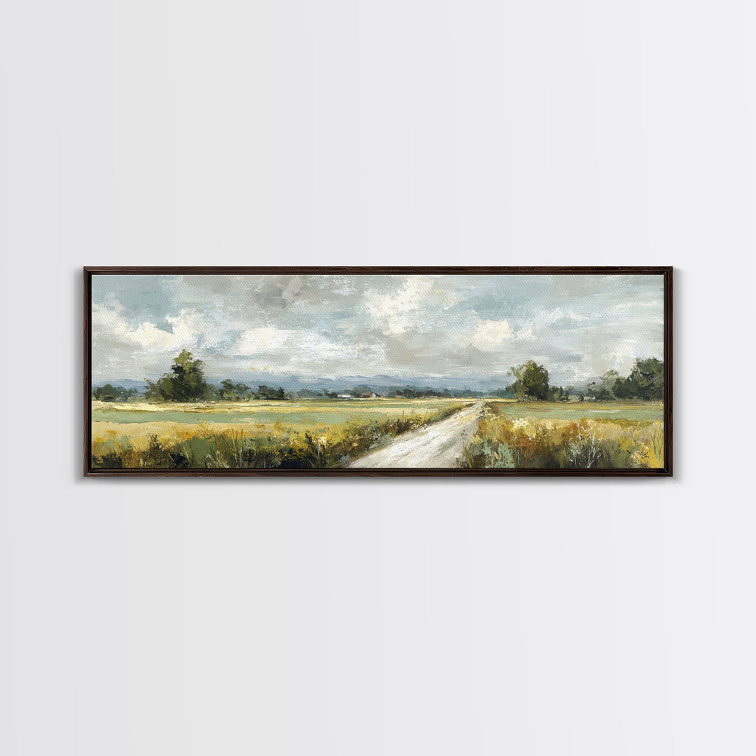 Cornfield under Dramatic Summer Clouds Framed Canvas Print, Country Art, Digital Print, Farmhouse Decor, Fine Art, Country, COU-3x1-82