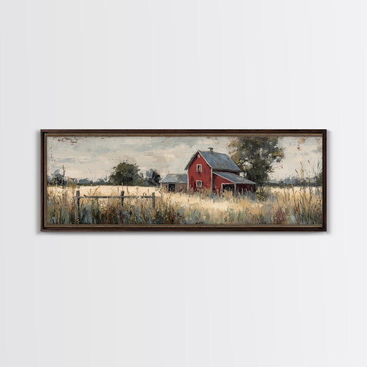Wildflower Meadow Beside an Old Fence Framed Canvas Print, Country Art, Farmhouse Wall Decor, Farmhouse Decor, Country, COU-3x1-90