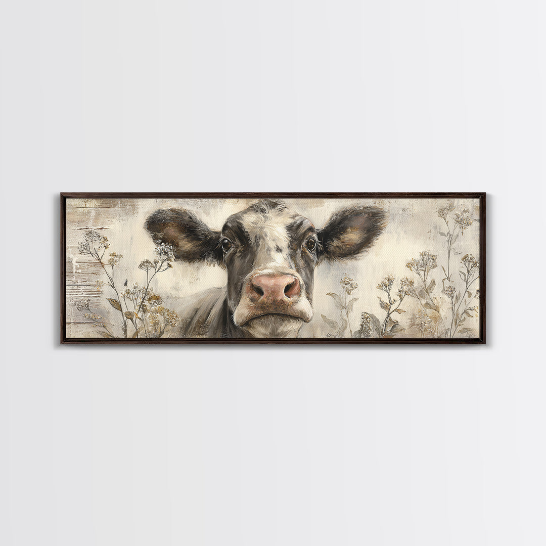 Cow Portrait with Gentle Farmhouse Personality Canvas Print, Country Art, Art Prints, Farmhouse Decor, Fine Art, Country, COU-3x1-92