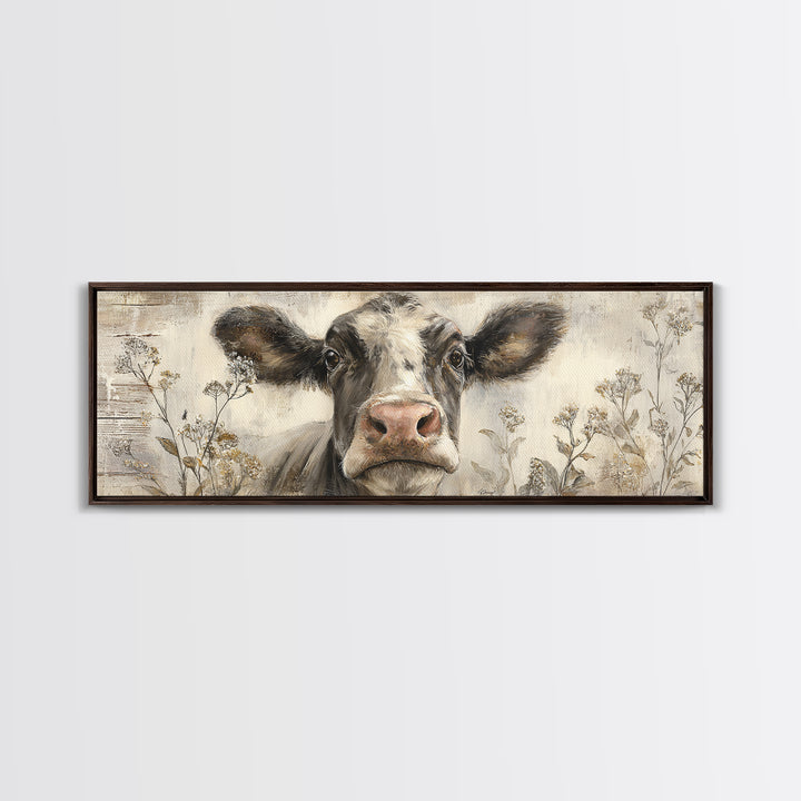 Cow Portrait with Gentle Farmhouse Personality Canvas Print, Country Art, Art Prints, Farmhouse Decor, Fine Art, Country, COU-3x1-92