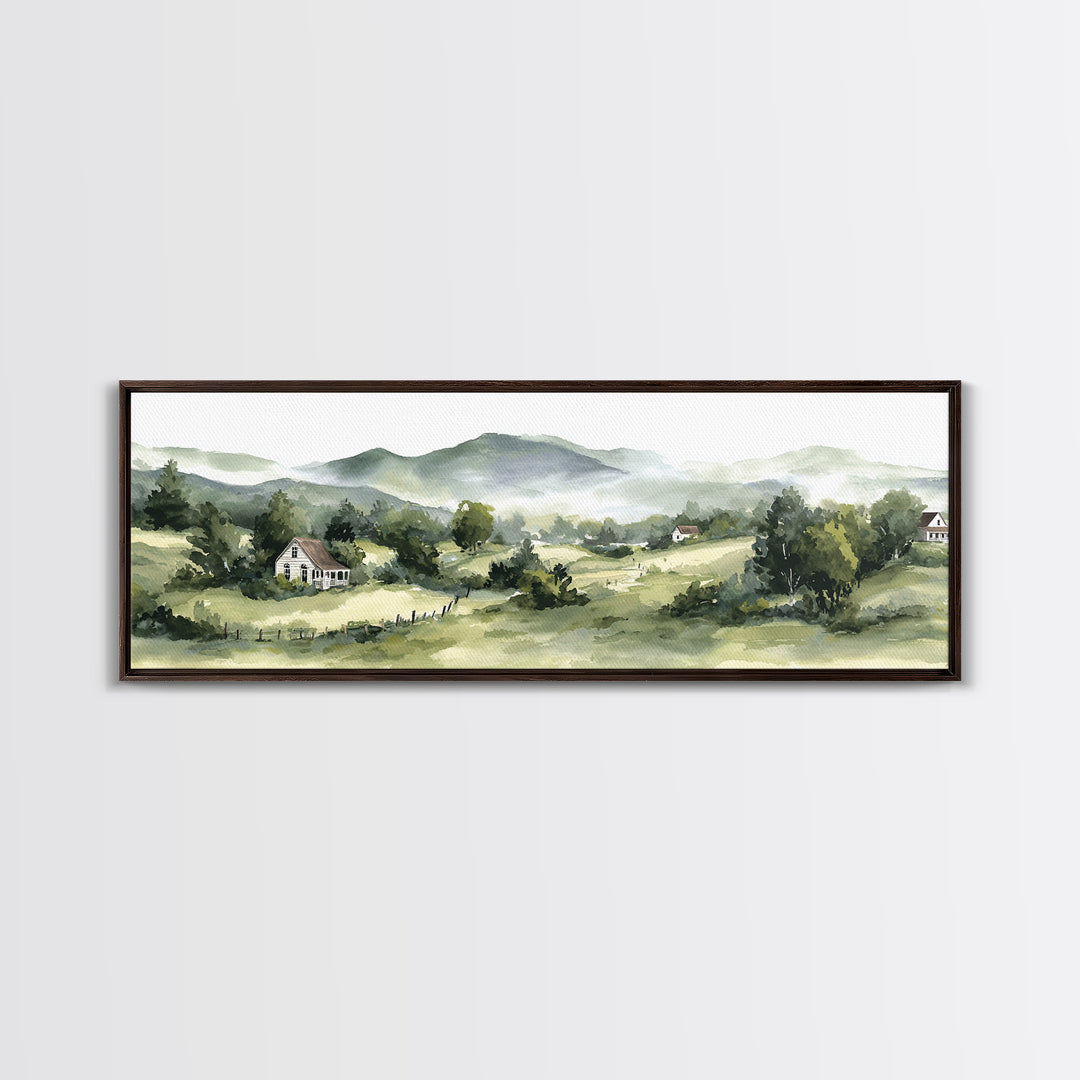Country Road Disappearing into Green Hills Canvas Print, Country Art, Textured Painting, Farmhouse Decor, Oil Painting, Country, COU-3x1-95