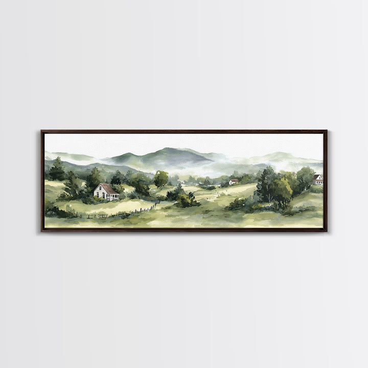 Country Road Disappearing into Green Hills Canvas Print, Country Art, Textured Painting, Farmhouse Decor, Oil Painting, Country, COU-3x1-95