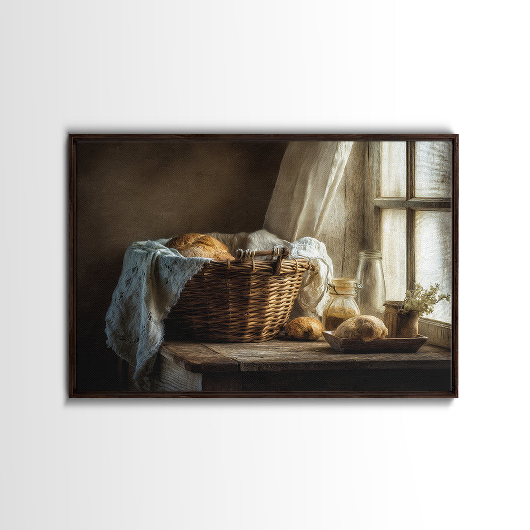 Blackberry Basket with Linen Cloth Canvas Print, Country Art, Farmhouse Decor, Abstract Art, Country, French Country, COU-3x2-1