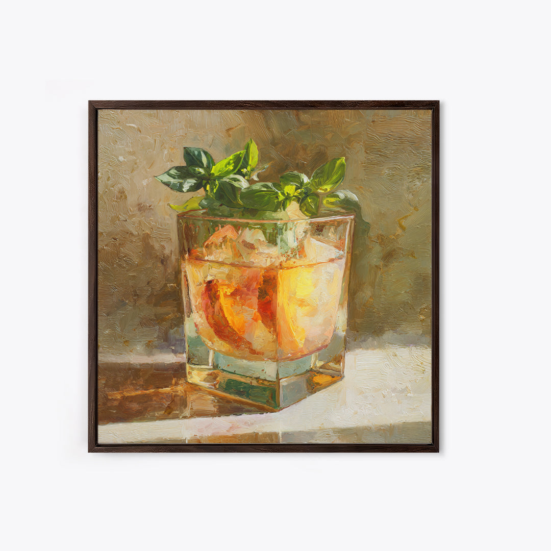 Iced Coffee Glass Framed Canvas Print, Coffee Shop Art, Kitchen Art, Cafe Decor, Fine Art, Cafe, Minimalist Wall Art, CSA-1x1-11