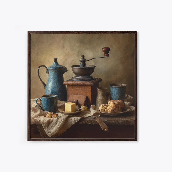 Coffee Grinder Antique Still Life Framed Canvas Print, Coffee Shop Art, Coffee, Cafe Decor, Fine Art, Cafe, Living Room Decor, CSA-1x1-12
