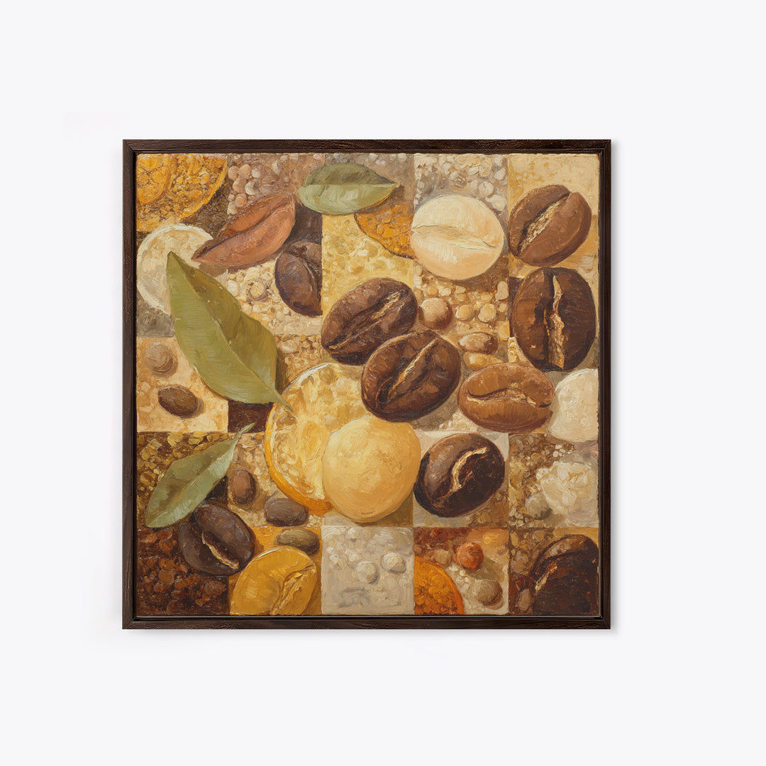 Coffee Bean Pattern Canvas Print, Coffee Shop Art, Kitchen Gift, Cafe Decor, Oil Painting, Cafe, Coffee Art, Food Art, CSA-1x1-15