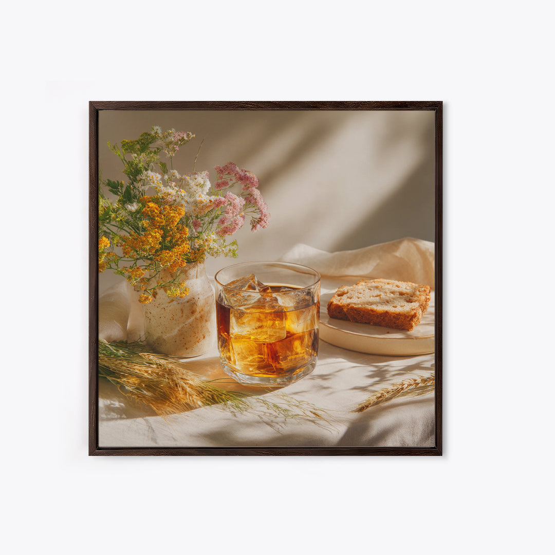 Iced Coffee Glass Canvas Print, Coffee Shop Art, Canvas Print, Cafe Decor, Fine Art, Cafe, Neutral Decor, Modern Decor, CSA-1x1-35
