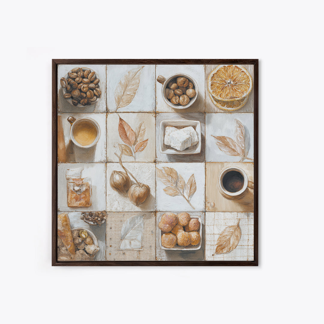 Coffee Bean Pattern Framed Canvas Print, Coffee Shop Art, Neutral Decor, Cafe Decor, Fine Art, Cafe, Home Decor, Wall Decor, CSA-1x1-63