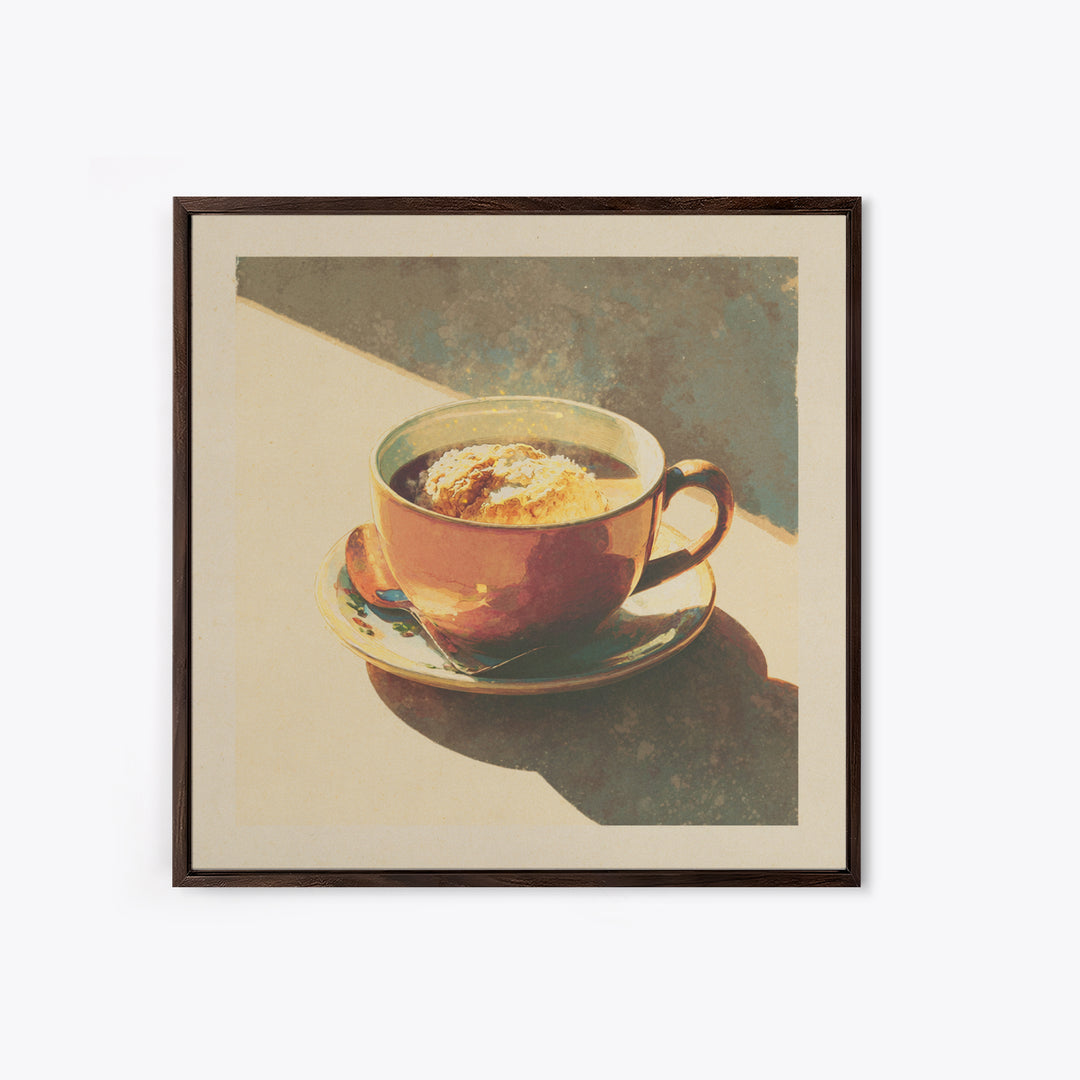 Retro Cafe Poster Coffee Cup Graphic Framed Canvas Print, Coffee Shop Art, Boho Decor, Cafe Decor, Fine Art, Cafe, Printable, CSA-1x1-79
