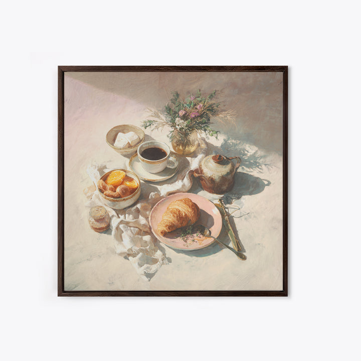 Sunlit Pastry and Coffee Arrangement Canvas Print, Coffee Shop Art, Room Decor, Cafe Decor, Fine Art, Cafe, Canvas Wall Art, CSA-1x1-91