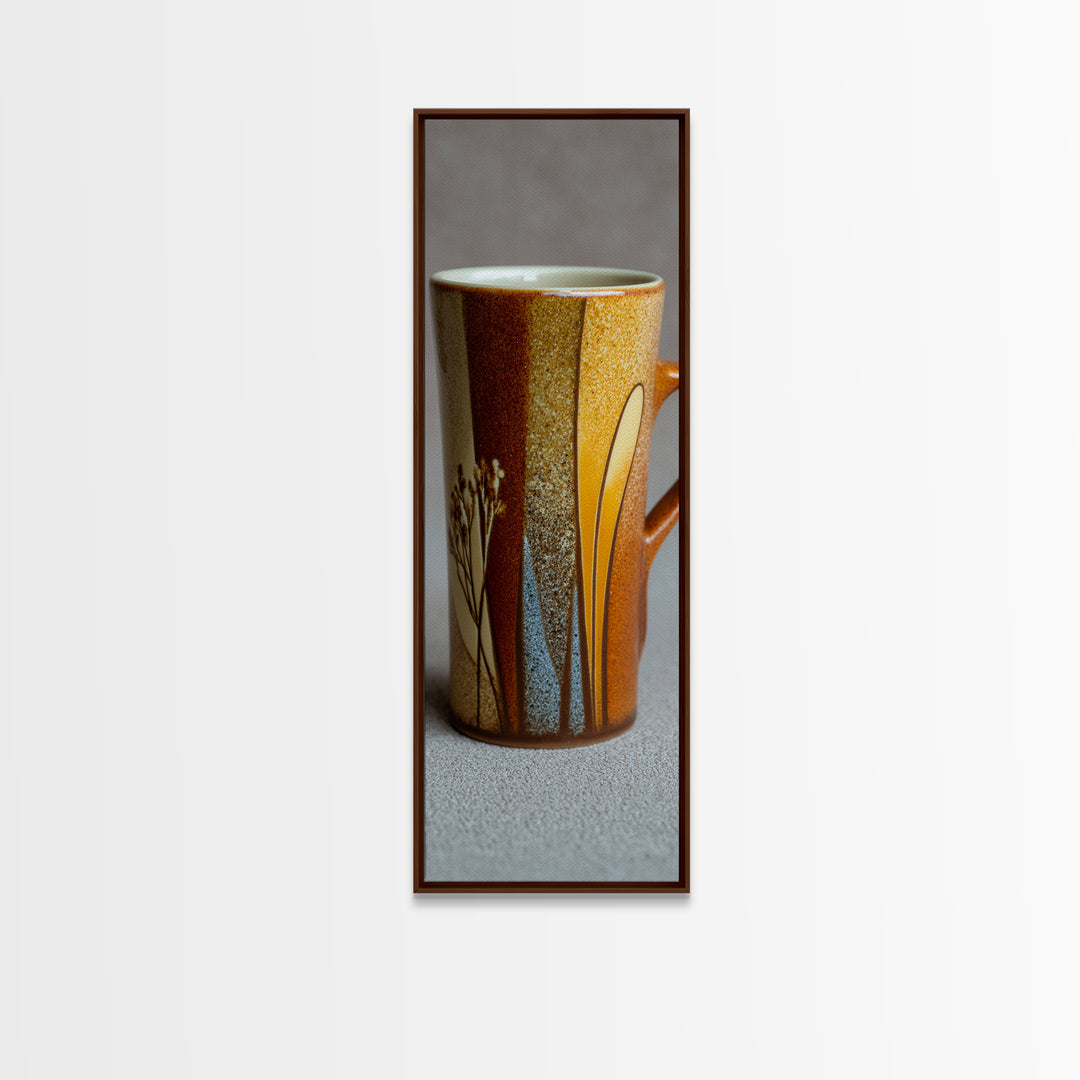 Espresso Cup with Rising Steam and Warm Canvas Print, Coffee Shop Art, Minimalist Decor, Cafe Decor, Cafe, Kitchen Wall Art, CSA-1x3-13