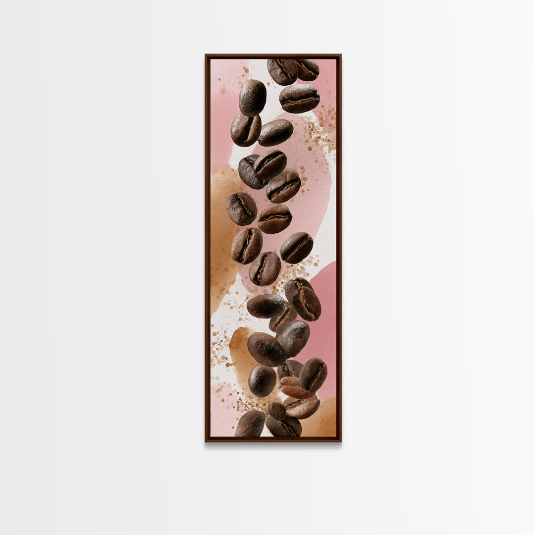 Roasted Beans Falling Through Dark Space Canvas Print, Coffee Shop Art, Printable, Cafe Decor, Fine Art, Cafe, Dopamine Decor, CSA-1x3-32