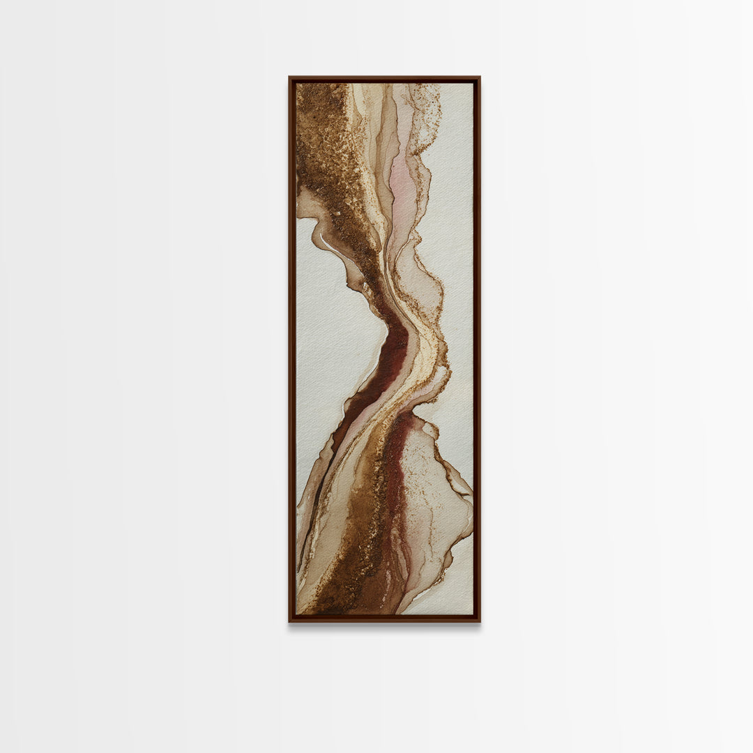 Abstract Brown and Cream Coffee Swirl Framed Canvas Print, Coffee Shop Art, Wall Art, Cafe Decor, Abstract Art, Cafe, CSA-1x3-45