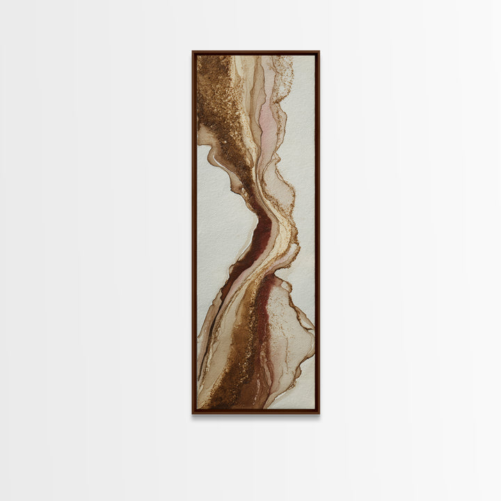 Abstract Brown and Cream Coffee Swirl Framed Canvas Print, Coffee Shop Art, Wall Art, Cafe Decor, Abstract Art, Cafe, CSA-1x3-45