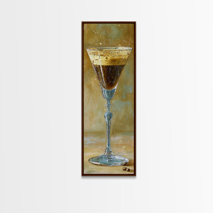Espresso Martini Coffee Cocktail Still Life Framed Canvas Print, Coffee Shop Art, Textured Painting, Cafe Decor, Fine Art, Cafe, CSA-1x3-53
